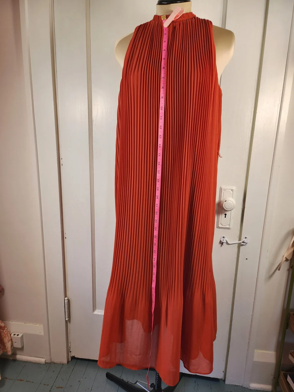 A New Day Sleeveless Pleated Midi Dress in Rust Orange XS